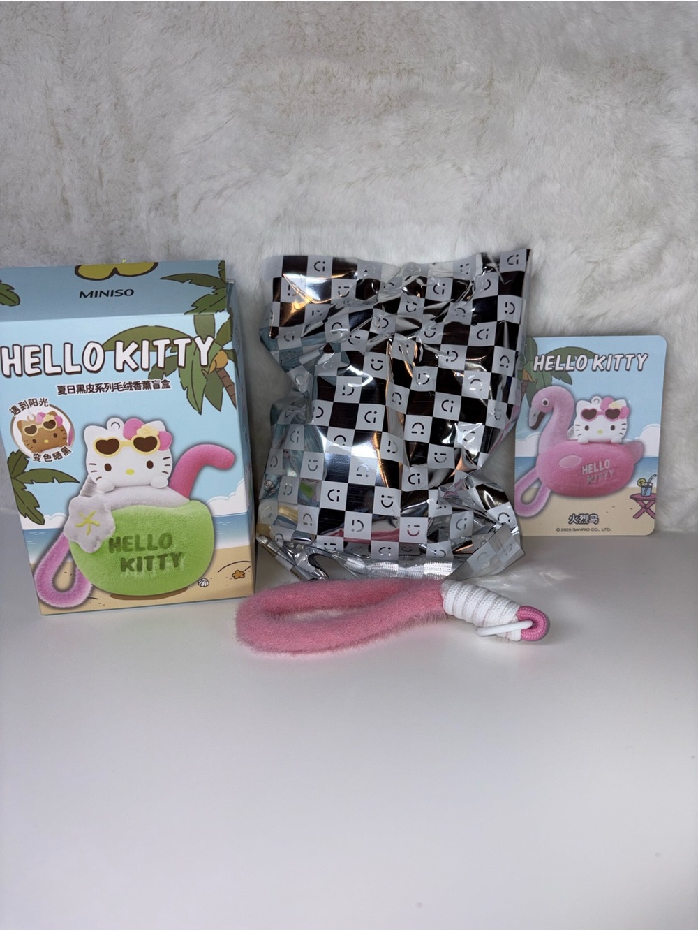 Miniso Hello Kitty Summer Tan Scented Vinyl Blind Box Confirmed Pink Flamingo